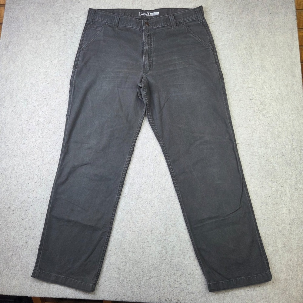 Carhartt Rugged Flex Rigby Canvas Relaxed Fit Pants Mens 38X32 Gray 102291